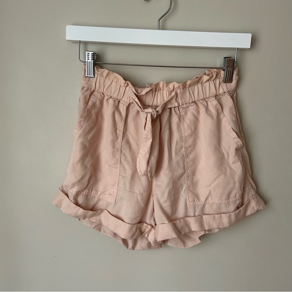 Aerie Camp Lounge Front Tie Pull On Women's Pink Ruffle Hem Shorts Size XS - Picture 1 of 6